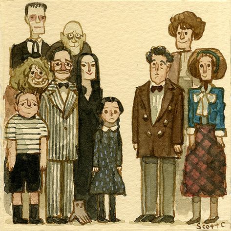 “I’m a homicidal maniac, they look just like... -   			  			GREAT SHOWDOWNS by scott c. Scott Campbell Movie Art, Great Showdowns By Scott C., Great Showdowns, The Adams Family, Scott C, C Photo, The Adams, Great Scott, Adams Family