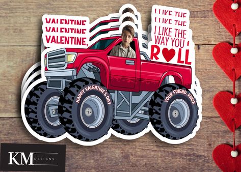 Monster Truck Valentines, Truck Valentine, Truck Photo, Valentine's Party, How To Make Banners, Valentine Photo, Party Printable, Valentines Party, Valentine Card