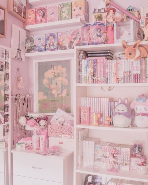 Pink Gaming Chair, Kawaii Room Ideas, Bedding Pink, Computer Chairs, Pink Bed, Kawaii Bedroom, Otaku Room, Bedroom Pink, Gamer Room Decor