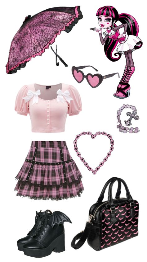 Draculaura Draculaura Aesthetic Outfit, Draculaura Costume, Emo Outfits For Girls, Monster High Halloween Costumes, Monster High Cosplay, Egirl Style, Monster High Clothes, Pastel Goth Outfits, Modern Costumes