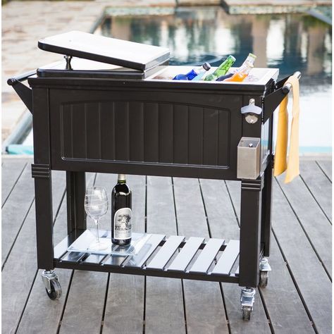 Bar En Plein Air, Cooler Cart, Beverage Cart, Diy Cooler, Patio Cooler, Rolling Cooler, Outdoor Cooler, Outdoor Party Ideas, Drink Cart