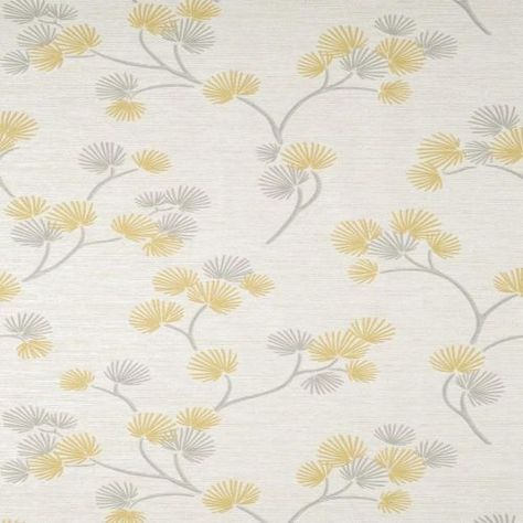 Yellow Floral Wallpaper Kitchen, Yellow Botanical Wallpaper, Large Flower Wallpaper Yellow, Yellow Damask Wallpaper, Bright Yellow Floral Wallpaper, Angel Strawbridge, Geometric Stone, Catherine Lansfield, Patterned Wallpaper