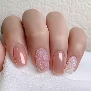 French Tip Nails Long, Glossy Nails, Nails Glossy, Long Press On Nails, Short Fake Nails, Fake Nails With Glue, Nails For Women, Tip Nails, Nails Pink