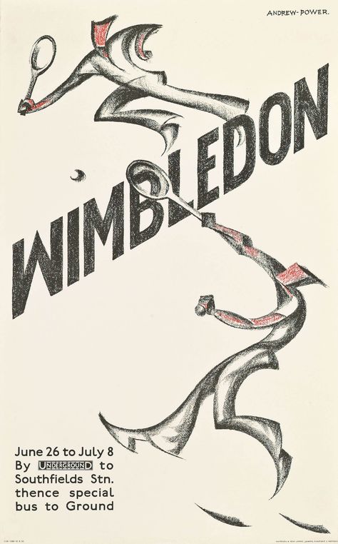 Andrew Power (Sybil Andrews, 1898-1992) | WIMBLEDON | posters, London Transport Wimbledon Poster, Sybil Andrews, Tennis Posters, Tennis Art, Wimbledon Tennis, Tennis Tournament, Dorm Posters, Vintage Tennis, London Transport