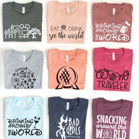 Disney World Outfits Family, Epcot Shirt Ideas, Disney Shopping List, Family Disney Outfits, Disney Family Costumes, Universal Studios Outfit, Epcot Theme Park, Theme Park Outfits, Family Disney Trip