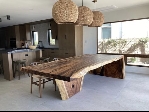 Square Live Edge Dining Table, Wood Log Dining Table, Live Edge Wood Table Dining Rooms, Live Edge Wooden Table, Live Edge Dining Table Legs Ideas, Organic Wood Table, Live Edge Waterfall Table, Live Edge Table Legs Ideas, Waterfall Dining Table