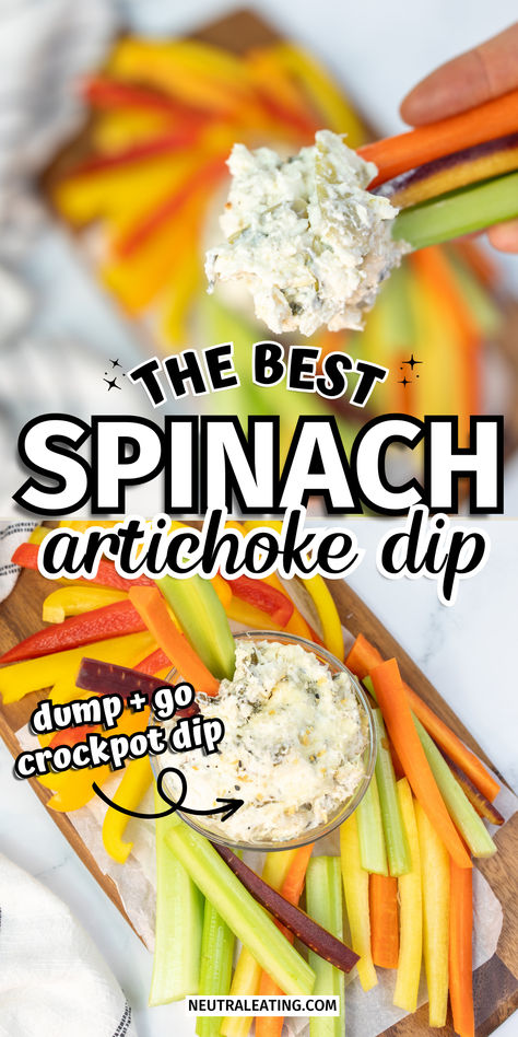 Spinach Crockpot Dip for Thanksgiving! Hot Appetizer Dip Recipe. Artichoke Dip With Fresh Spinach, Party Snacks For Adults Appetizers, Hot Dip Recipe, The Best Spinach Artichoke Dip, Crockpot Dips, Appetizer Dips Hot, Slow Cooker Spinach Artichoke Dip, Best Potluck Dishes, Mini Crockpot Recipes