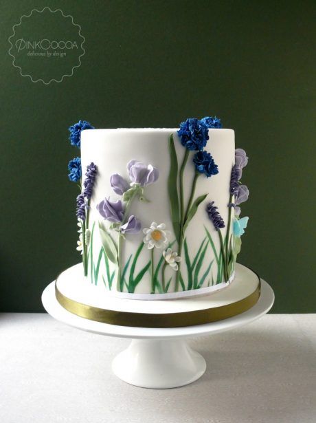 Wild Flowers 80th Birthday Cake - Pink Cocoa Birthday Purple Cake, 70th Birthday Cake Mum, Purple Cake Ideas, 80th Birthday Cake For Grandma, Birthday Cake For Mum, Grandma Cake, 80th Birthday Cake, Birthday Cake Roses, Purple Cakes Birthday