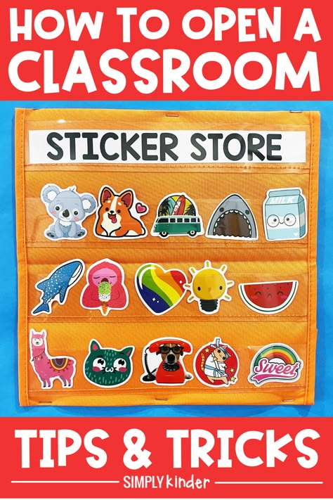 Simple Classroom Reward System, Behavior System For Kindergarten, Classroom Sticker Organization, Classroom Store Ideas Elementary, Classroom Sticker Store, Treasure Box Ideas For Classroom, Classroom Rewards Ideas, Classroom Sticker Chart, Classroom Rewards System