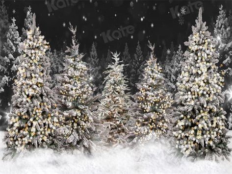 Kate Christmas Backdrop Forest Snow Night for Photography Photo Backdrop Christmas, Brick Backdrops, Cloth Backdrop, Snow Night, Garden Backdrops, Backdrop Christmas, Winter Dance, Christmas Tree With Snow, Wonder Land