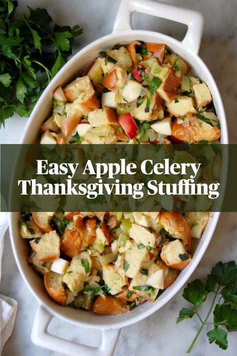 Apple Onion Celery Stuffing, Easy Challah, Classic Stuffing Recipe, Thanksgiving Bread, Bread Stuffing, Stuffing Recipes For Thanksgiving, Classic Thanksgiving, Thanksgiving Dinner Recipes, Thanksgiving Stuffing