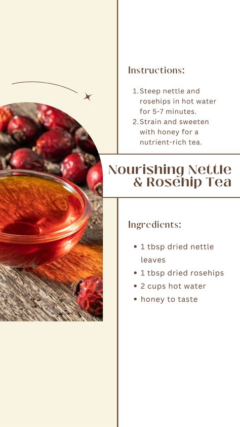 Bring a touch of wellness to your home with this Nourishing Nettle and Rosehip Tea recipe, perfect for the whole family. Enjoy a healthy and delicious drink that your kids will love. Boost your family's health with every sip! #affiliate Rosehip Tea Benefits, Nettle Tea Recipe, Nettle Tea, Healing Teas, Rosehip Tea, Healing Tea, Witch Magic, Tea Recipe, Kitchen Witch