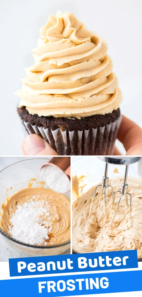 Peanut Butter Frosting Easy, Peanut Butter Buttercream Frosting, Gorgeous Cupcakes, Peanut Butter Frosting Recipe, Peanut Butter Buttercream, Cupcakes Homemade, Frosting Chocolate, Homemade Sugar Cookies, Peanut Butter Cupcakes