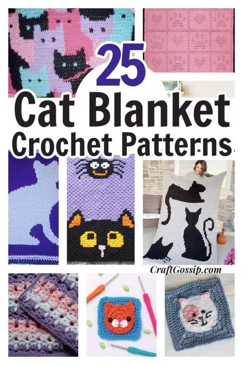 Cat Crochet, Crochet Cat Pattern, Cat Blanket, Crochet Vintage, Afghan Patterns, Cat Themed, Afghan Pattern, Cat Pillow, Crochet Blankets