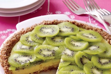 Kiwi Lime Pie recipe | Epicurious.com Kiwi Pie, Kiwi Recipes, Spring Recipes Dessert, Lime Pie Recipe, Most Popular Desserts, Popular Desserts, Fruit Pie, Lemon Cheesecake, Kiwi Fruit