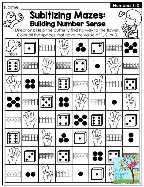 Subitizing Mazes for Spring! These are so much fun! And they help students build number recognition, setting the foundation for more challenging math skills. Subitizing Kindergarten, Subitizing Games, Subitizing Activities, Elementary Worksheets, Making Ten, Math Number Sense, Activities For Kindergarten, Sheet Protector, Math Intervention