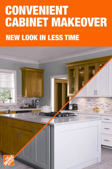 With installation in as little as 3-5 days, a Cabinet Makeover from The Home Depot makes it easy to get back to enjoying your kitchen. Our experts will help you choose from a variety of cabinet styles and finishes to get a new look in less time. Plus, smaller installation crews means less foot traffic in your home. Click to learn more and set up a free, virtual consultation for a Cabinet Makeover. For licenses, visit homedepot.com/licensenumbers. Kitchen Cabinets Home Depot, Home Depot Kitchen, Kitchen Cabinet Styles, Smitten Kitchen, Kitchen Cabinets Makeover, Cabinet Makeover, Diy Kitchen Cabinets, Kitchen Redo, Cabinet Styles