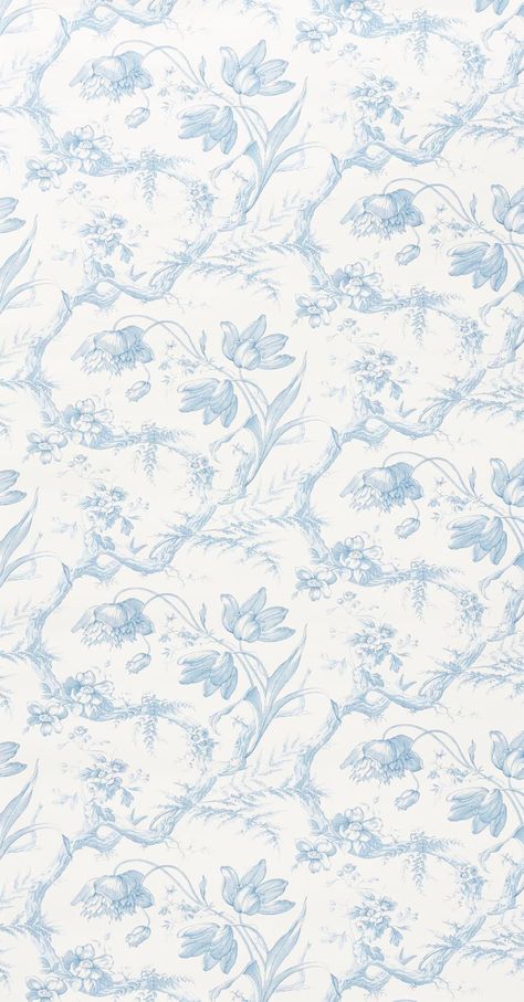 Schumacher Toile De Fleurs Wallpaper in Delft | Chairish Blue And White Wallpaper, Baby Blue Wallpaper, Ogee Pattern, Toile Wallpaper, Toile Pattern, Blue Plants, Widget Design, Blue Toile, Copper Plate