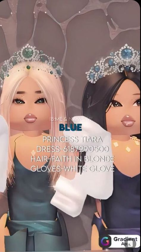 White Dress Bloxburg Code, Fancy Dress Code, Elegant Girl, Princess Tiara, Princess Gown, Baddie Outfits Ideas, Coding Clothes, Blue And White Dress, Dress Gloves