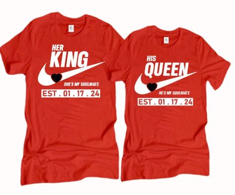 King and Queen Couple Shirts, Matching Couple Shirts, Valentines Day, Anniversary Shirts, Wedding Shirts, Love T-shirts, Shirts for Couples - Etsy Couples Trip Shirts, Couple Trip Shirts, Valentine Day Shirts, Couple Shirts Matching, Anniversary Shirts, Cut Up T Shirt, Shirts For Couples, Matching Hoodies For Couples, Matching Hoodies