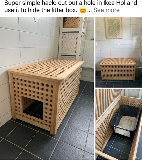 Hidden Laundry Rooms, Ikea Cat, Hiding Cat Litter Box, Cat Room Decor, Hidden Litter Boxes, Hidden Laundry, Cat Hacks, Cat Box, Room Box