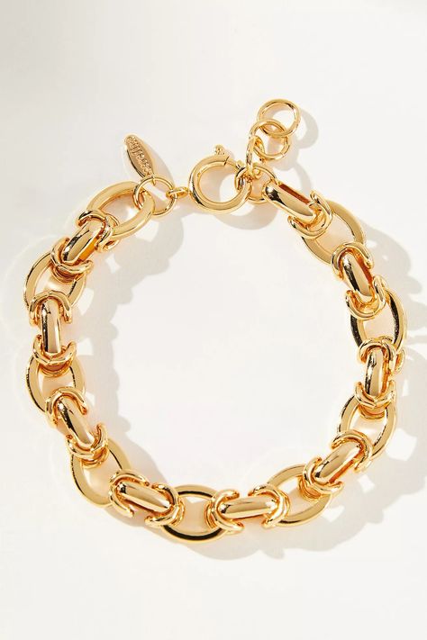 Chain Link Bracelet | Anthropologie Chunky Gold Chain Bracelet, Thick Gold Chain Bracelet, Gold Bracelet Thick, Gold Chunky Bracelets, Anthropologie Bracelet, Bracelets Outfit, Chunky Gold Bracelet, Link Jewelry, Chunky Gold Chain