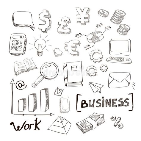 Business Finance Doodle Hand Drawn Elements Stock Illustration - Image: 61393071 Finance Doodle, Business Doodles, Sketch Notes Doodles, Tree Drawings Pencil, Hand Drawn Elements, Note Doodles, Bff Drawings, Doodle Icon, Art Sketches Pencil