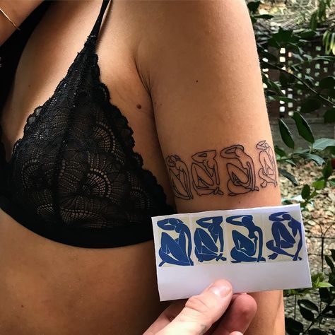 Henri Mattise Tattoo, Henry Matisse Tattoo, Mattise Art Tattoo, Matisse Inspired Tattoos, Rothko Tattoo, The Dance Matisse Tattoo, Tattoo Ideas 2024, Detailed Tattoos For Women, Art Piece Tattoo