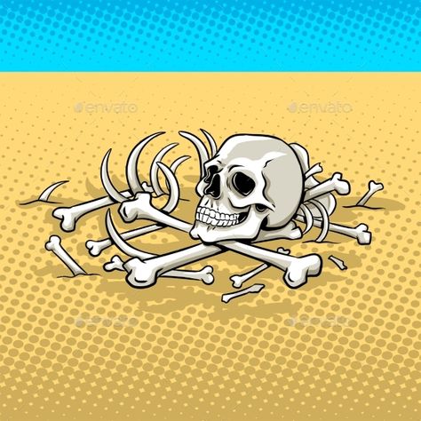 Desert Skeleton, Intermediate Painting, Camels Illustration, Handout Design, Pop Art Vector, Retro Vector Illustration, Pop Art Retro, Photoshop Ideas, Skeleton Illustration