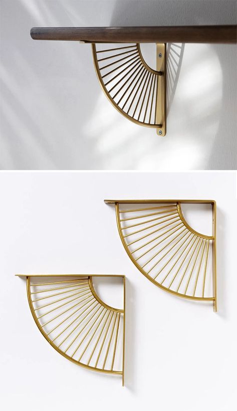 Gold Shelf Brackets, Gold Shelf, Shelf Accessories, Gold Shelves, Accessories Wall, Iron Shelf, Shelf Bracket, Shelf Supports, Shelf Brackets