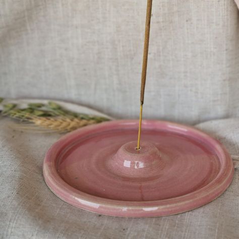 Pink Incense Stick Holder, Home Decor, Boho Home, Hand Thrown Ceramics, Sage Burning Tray, Deep Pink Dish Sage Burning, Thrown Ceramics, Pink Dishes, Incense Stick Holder, Ceramic Incense Holder, Home Decor Boho, Incense Sticks Holder, Organic Forms, Diy Pottery