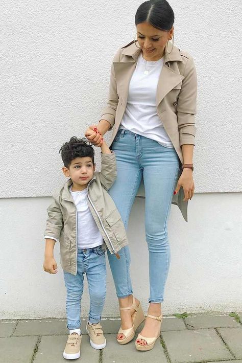 Cute Mommy and Me Outfits Youll Both Want to Wear ★ See more: http://glaminati.com/cute-mommy-and-me-outfits/ Mother Son Matching Outfits, Mommy Son Outfits, Mom And Son Outfits, Mom And Baby Outfits, Mommy Outfits, Mommy And Son, Toddler Boy Fashion