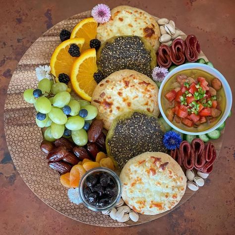 Elegance & Graze on Instagram: “Suhoor Charcuterie Board 🌙 ✨ I promised some to make some Ramadan-themed boards, and here’s the first! 💜 During Ramadan, we have two main…” Middle Eastern Brunch, Brunch Board, Charcuterie Board, Middle Eastern, I Promise, Ramadan, Meal Prep, The First, Bar