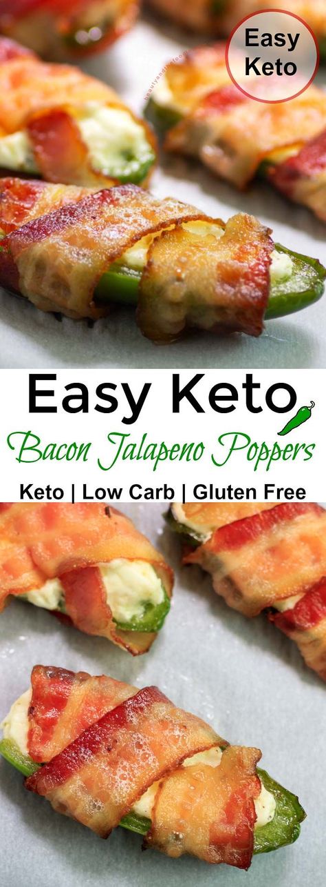 Bacon Jalapeno Poppers, Keto Bacon, Stuffed Jalapenos With Bacon, Keto Foods, Keto Recipes Dinner, Low Carb Gluten Free, Low Carb Recipes Dessert, Jalapeno Poppers, Bacon Recipes