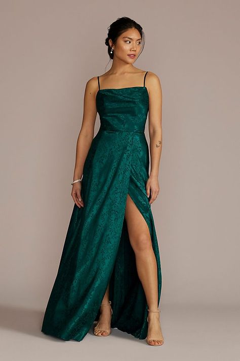 Jacquard Cowl Neck Bridesmaid Dress | David's Bridal Cowl Neck Bridesmaid Dress, Bridesmaid Dress Collection, Bridesmaid Dressing Gowns, Bridesmaid Dress Styles, Davids Bridal Dresses, Cowl Neck Dress, Brides And Bridesmaids, Davids Bridal, View Image