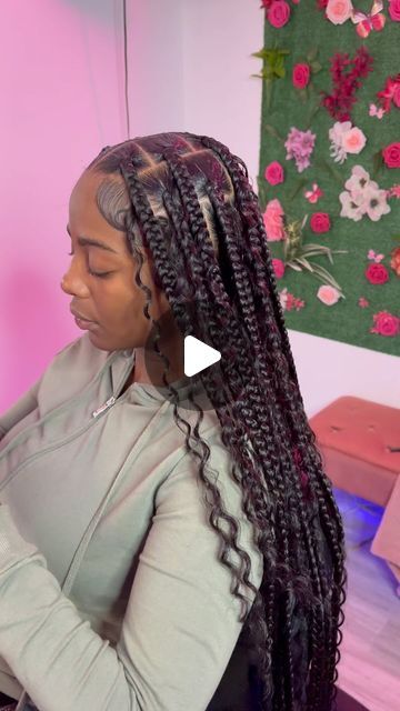 Large Knotless Braids With Curly Ends, Braided Hairstyles Updo, Hair Updos, Braided Hairstyles, Wigs, Braids, Beads, Hair Styles, Hair