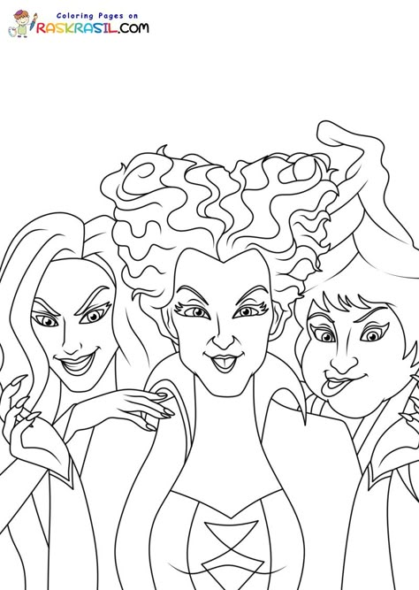 Hocus Pocus Coloring Pages Sanderson Sisters Coloring Page, Halloween Coloring Pages Hocus Pocus, Hocus Pocus Tattoo Design, Halloweentown Coloring Pages, Hocus Pocus Outline, Hocus Pocus Sketch, Hocus Pocus Drawing Easy, Ghostface Coloring Page, Hocus Pocus Drawing Ideas