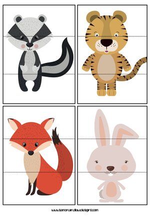 Free Printable Animal Mix & Match Puzzles — Lemon & Kiwi Designs Animal Puzzle Printable, Forest Animals Preschool, Animal Mix, Free Printable Puzzles, Puzzle Template, Baby Learning Activities, Printable Puzzles, Printable Animals, Animal Puzzle