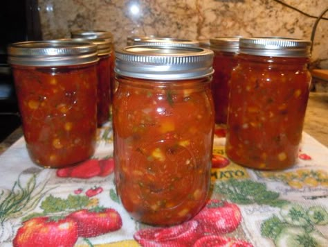 I love Chic chis Fiesta Style Salsa and was looking for a recipe on here that was similar and I couldnt find one.  I canned Wonderful Salsa, recipe #9272 last year and LOVED it, so I created my own Fiesta Salsa.  I would like to thank Jazze22 for sharing her Wonderful Salsa recipe.  I will post the recipe as I made it, I did make a couple changes from the original recipe.  I hope if you try it, that you like it as much as I do.  To cut the heat remove the veins and seeds.  Also, wear gloves ... Wonderful Salsa, Wonderful Salsa Recipe, Canning Machine, Tomato Preserves, Corn Photo, Canning Veggies, Canned Salsa, Canned Salsa Recipes, Salsa Canning Recipes