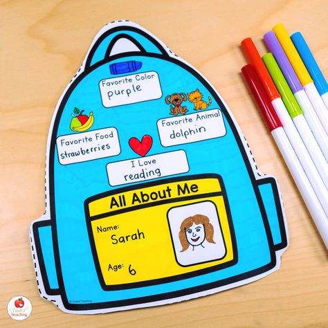 All About Me Art Projects Elementary, All About Me Backpack, All About Me Bag, All About Me Display, Nurture Room, All About Me Project, Fun Prompts, All About Me Crafts, Preschool Assessment