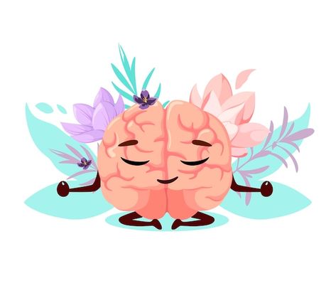 Cartoon Brain, Mental Peace, Brain Art, Practicing Self Love, Psd Icon, The Lotus, Vector Photo, Cartoon Design, Cartoon Art