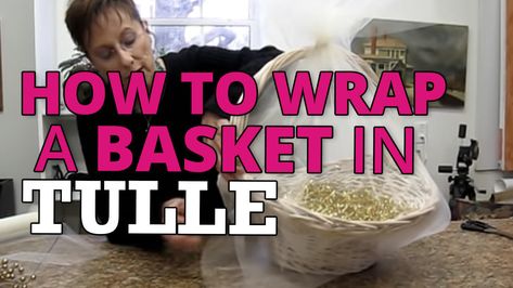 How to Wrap a Gift Basket with Tulle via @nashvillewraps How To Decorate Baskets, Wrap A Gift Basket, Wrapping Gift Baskets, Wrap A Gift, Wicker Chest, Baby Shower Baskets, Gift Wrapping Techniques, A Gift Basket, Baby Shower Gift Basket