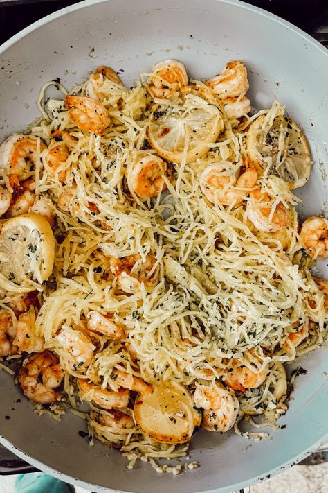 Healthy Spaghetti Squash and Shrimp Recipe - Deb and Danelle Spaghetti Squash Shrimp Recipes, Shrimp And Spaghetti Squash, Spaghetti Squash Shrimp, Spaghetti Squash Recipes Healthy, Spaghetti Squash Recipes Easy, Spicy Spaghetti, Sweet And Spicy Shrimp, Healthy Spaghetti, Cooking Spaghetti Squash