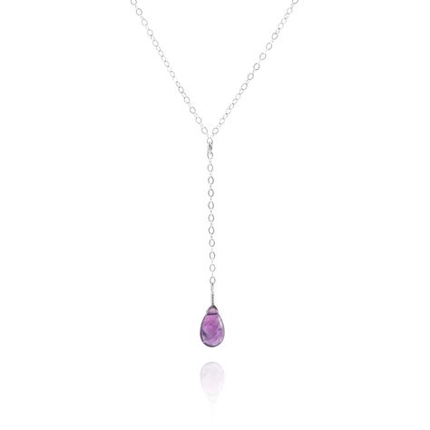 https://res.cloudinary.com/wolfandbadger/image/upload/f_auto,q_auto:best,c_pad,h_1200,w_1200/products/amethyst-lariat-drop-necklace-sterling-silver__edc09505c44027808cb69a6defc081d1 Sea Glass Gifts, Find Balance, Elegant Necklace, White Necklace, Spiritual Wisdom, February Birthstone, Glass Gifts, Elegant Necklaces, February Birth Stone