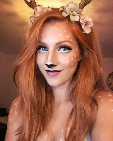 25 Easy Halloween Makeup Ideas - Society19 Easy Halloween Makeup, Deer Makeup, Halloween Make-up Looks, 5 Minute Makeup, Deer Costume, Cute Halloween Makeup, Fun Makeup, Diy Halloween Decor, Halloween Makeup Scary