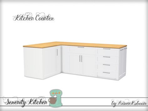 ArwenKaboom's Serenity Kitchen - Counter Toddler Hair Sims 4, Sims 4 Kitchen, Mod Furniture, Sims 4 Expansions, Sims Four, Sims 4 Cc Furniture, Sims 4 Mods Clothes, Sims 1, Sims 4 Build