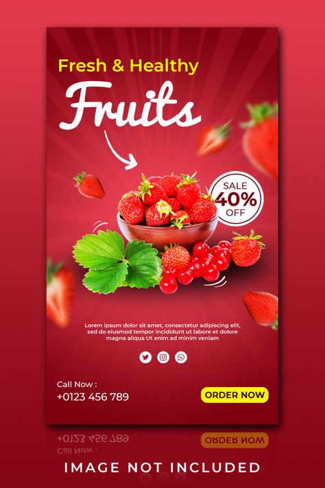 Banner instagram story for fresh fruits ... | Premium Psd #Freepik #psd Fruit Banner, Story Food, Food Banner, Instagram Banner, Social Media Photography, Fruit Shop, Fresh Fruits, Social Media Banner, Instagram Food