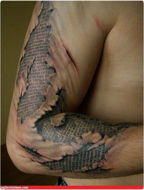 Ripped Skin Tattoo, Tato 3d, Tatoo 3d, Amazing 3d Tattoos, Hyper Realistic Tattoo, Mechanic Tattoo, Optical Illusion Tattoo, Text Tattoo, Weird Tattoos