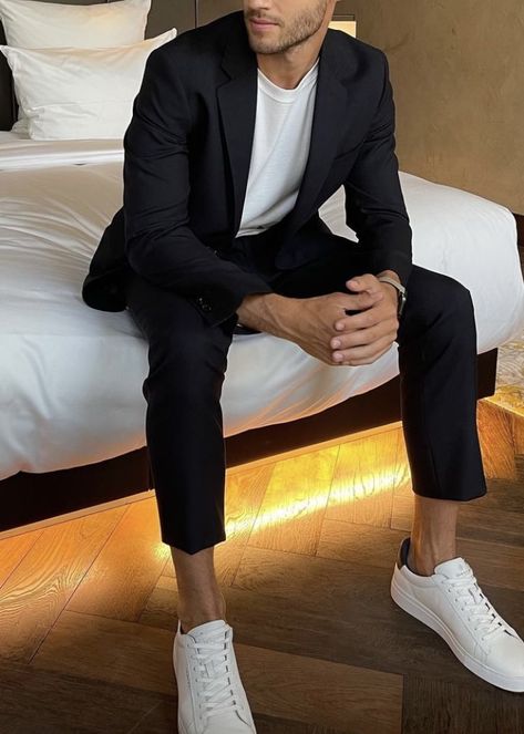 Nike Air Force 1 Outfit Men Formal, White Sneakers Formal Outfit Men, Boys Formal Outfit, Mens Suits Style Modern Casual, Semi Formal Men Outfit Aesthetic, Semi Formal Men Outfit, Mens Semi Formal Wear, Prom Outfits Men, Men Formal Outfit