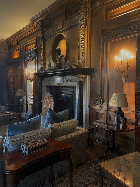 Castle Drawing Room, 1800s Castle Interior, Old Money Room, Castle Sitting Room Aesthetic, Money Room, Inside Malfoy Manor, Castle Fireplace Medieval, Old British Mansion, Interior Marble